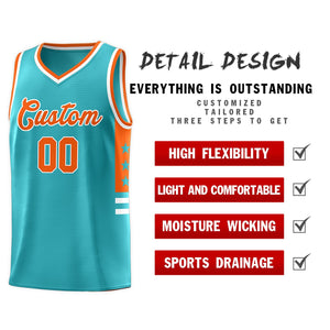 Custom Aqua Orange-White Personalized Star Pattern Sports Uniform Basketball Jersey