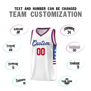 Custom White Royal-Red Personalized Star Pattern Sports Uniform Basketball Jersey