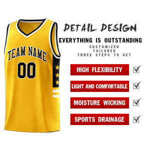 Custom Yellow Black-White Personalized Star Pattern Sports Uniform Basketball Jersey