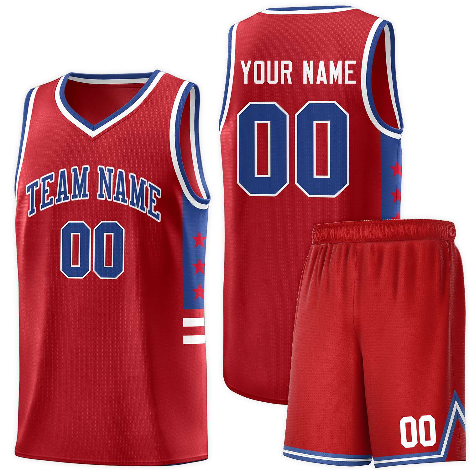 Custom Red Royal-White Personalized Star Pattern Sports Uniform Basketball Jersey