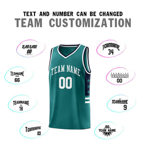 Custom Aqua Navy-White Personalized Star Pattern Sports Uniform Basketball Jersey