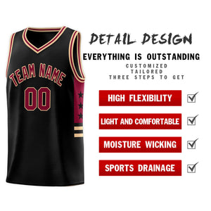 Custom Black Khaki-Crimson Personalized Star Pattern Sports Uniform Basketball Jersey