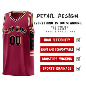 Custom Crimson Khaki-Black Personalized Star Pattern Sports Uniform Basketball Jersey