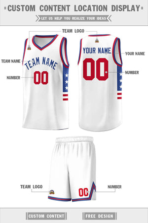 Custom White Royal-Red Personalized Star Pattern Sports Uniform Basketball Jersey