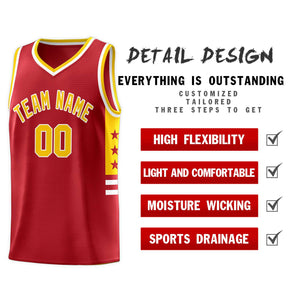 Custom Red Yellow-White Personalized Star Pattern Sports Uniform Basketball Jersey