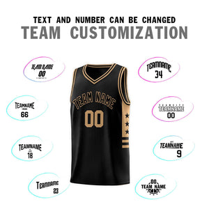 Custom Black Old Gold Personalized Star Pattern Sports Uniform Basketball Jersey