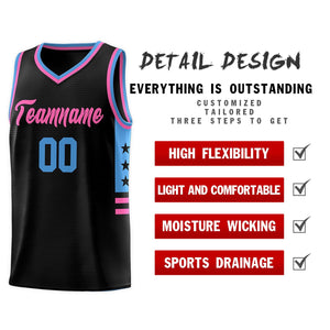 Custom Black Powder Blue-Pink Personalized Star Pattern Sports Uniform Basketball Jersey