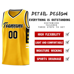 Custom Yellow Black-White Personalized Star Pattern Sports Uniform Basketball Jersey