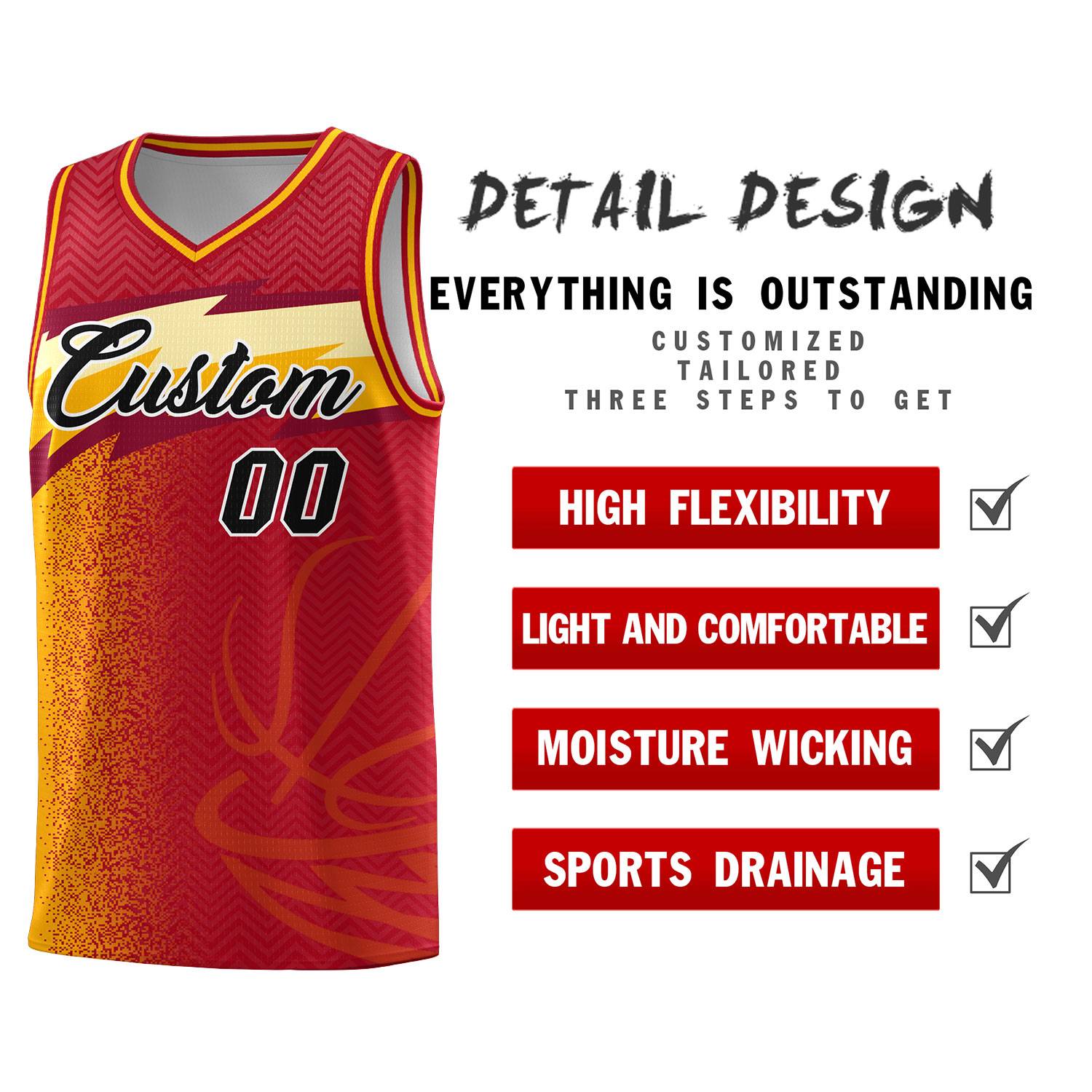 Custom Red Dot Scatter Graffiti Pattern Sports Uniform Basketball Jersey