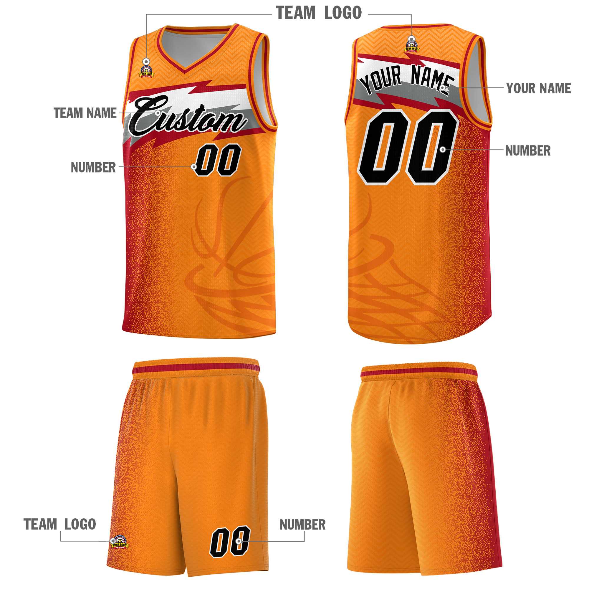 Custom Broncos Orange Dot Scatter Graffiti Pattern Sports Uniform Basketball Jersey