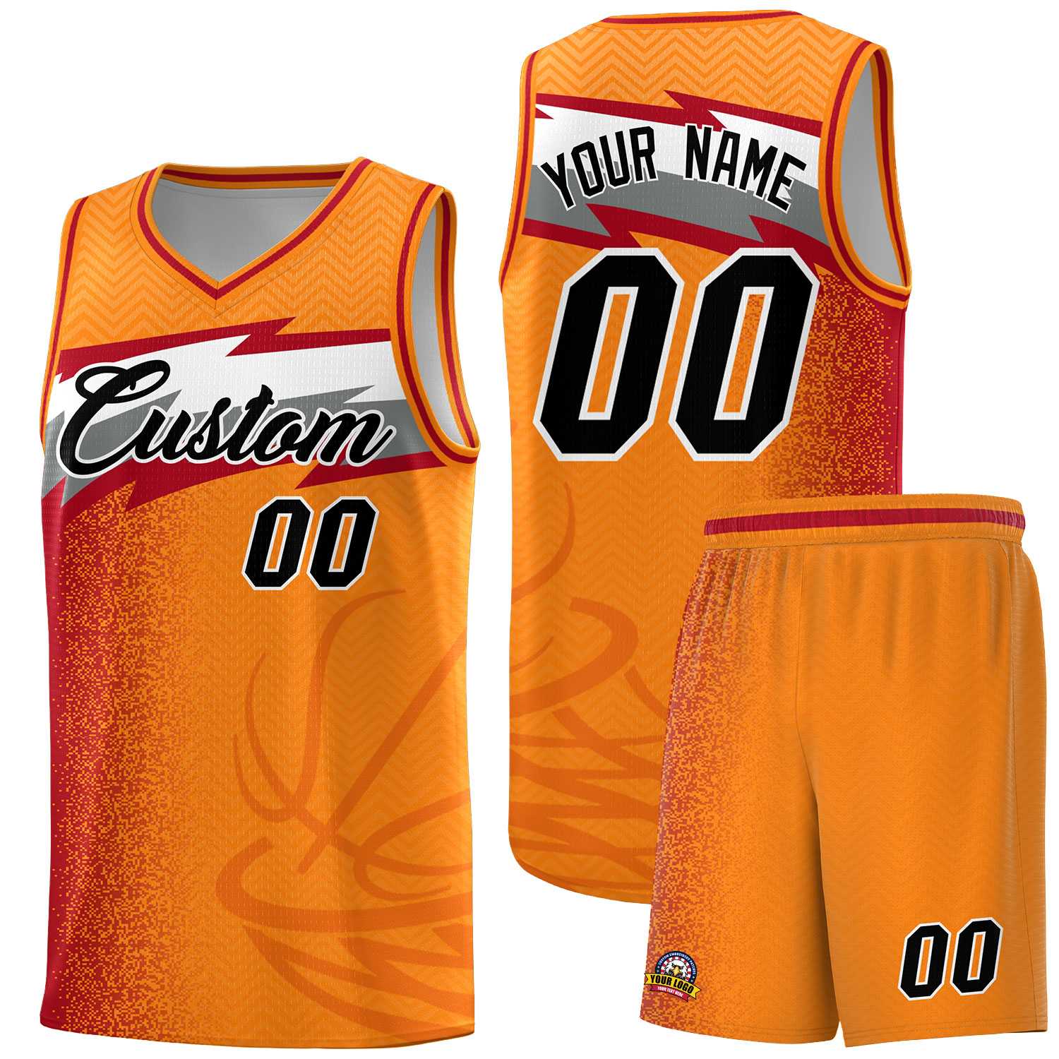 Custom Broncos Orange Dot Scatter Graffiti Pattern Sports Uniform Basketball Jersey