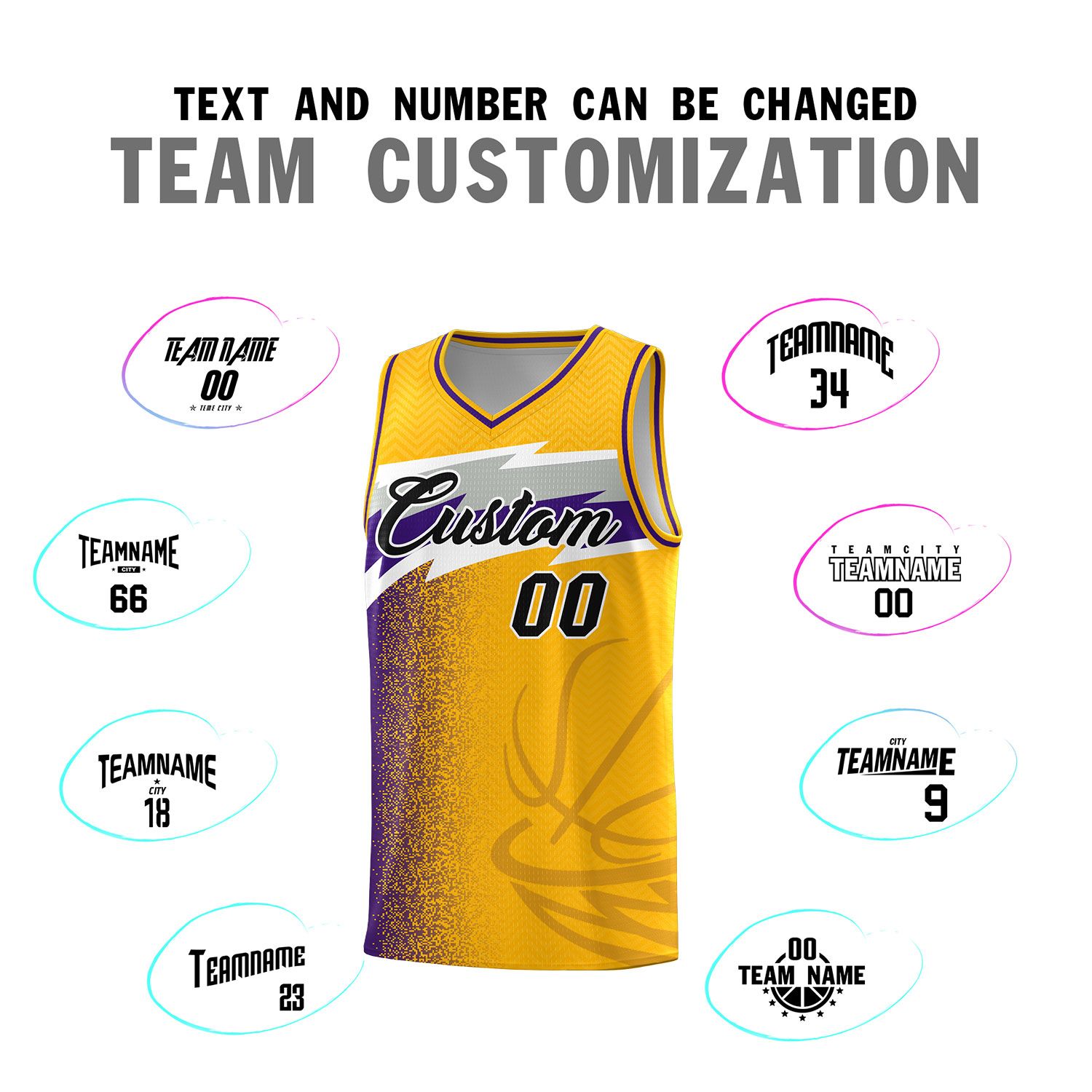 Custom Gold Dot Scatter Graffiti Pattern Sports Uniform Basketball Jersey