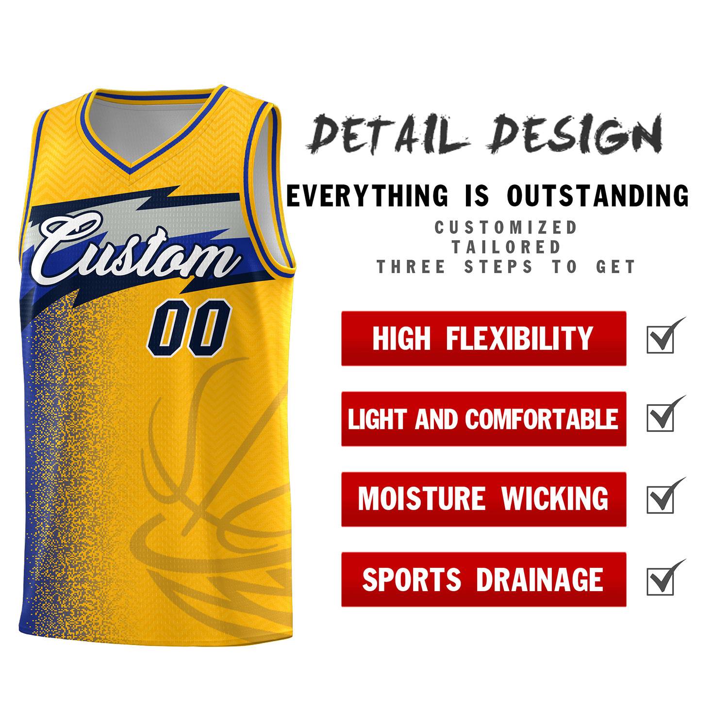 Custom Gold Dot Scatter Graffiti Pattern Sports Uniform Basketball Jersey