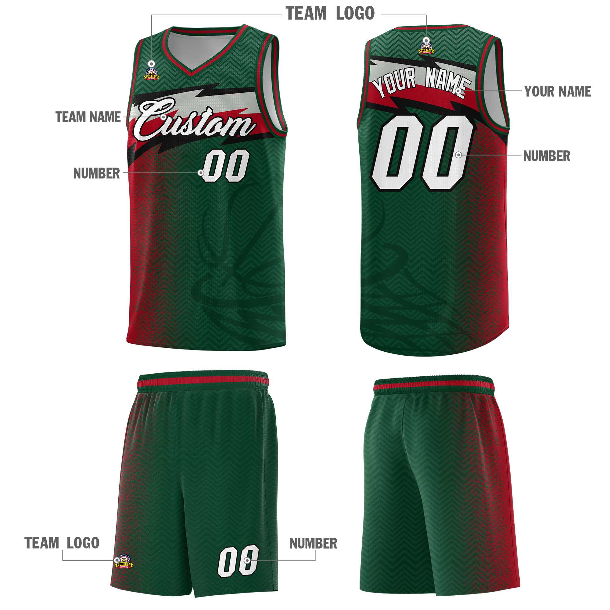 Custom Kelly Green Dot Scatter Graffiti Pattern Sports Uniform Basketball Jersey