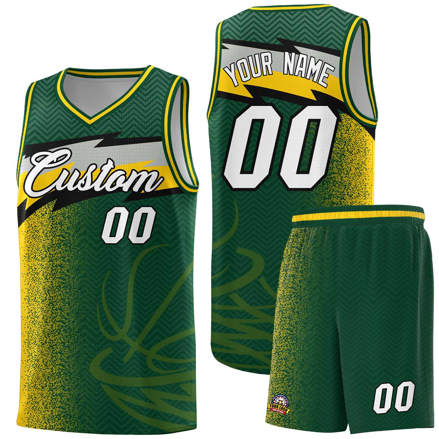 Custom Kelly Green Dot Scatter Graffiti Pattern Sports Uniform Basketball Jersey