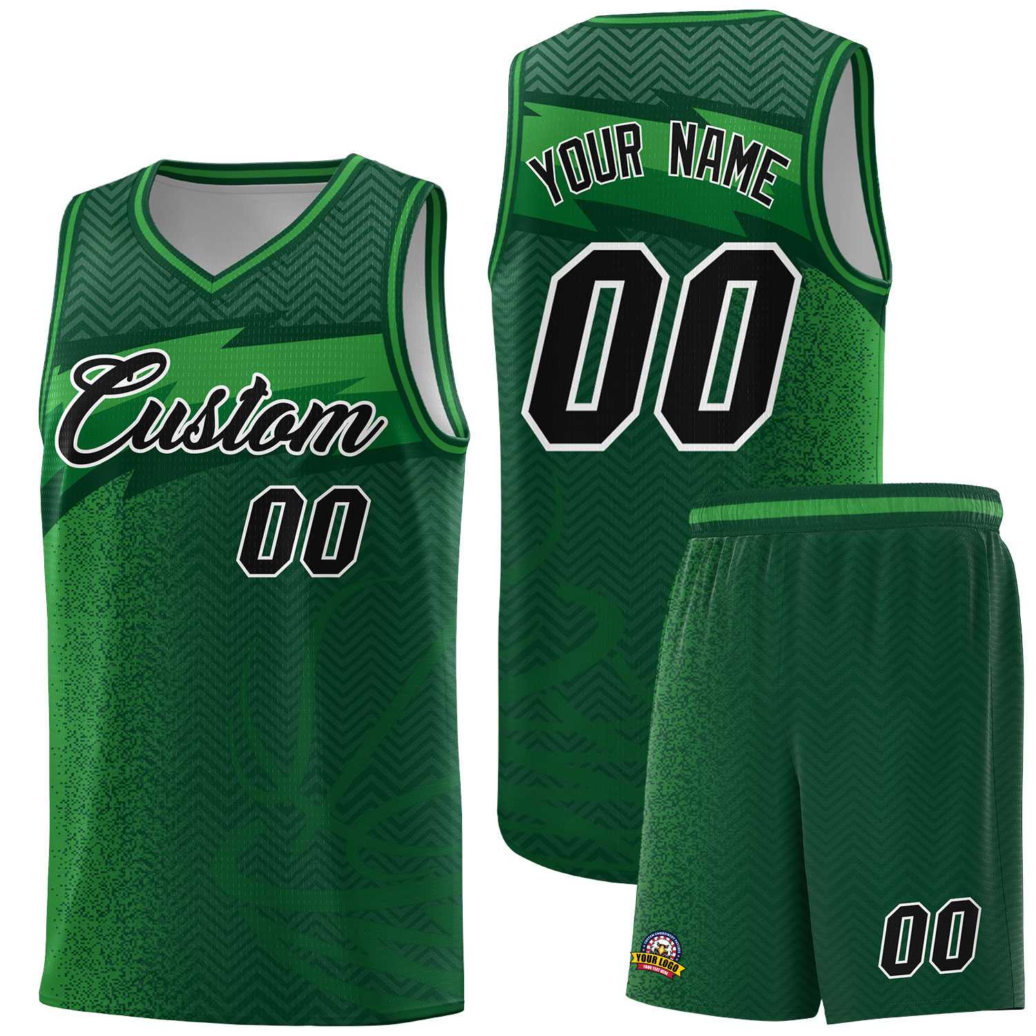 Custom Kelly Green Dot Scatter Graffiti Pattern Sports Uniform Basketball Jersey