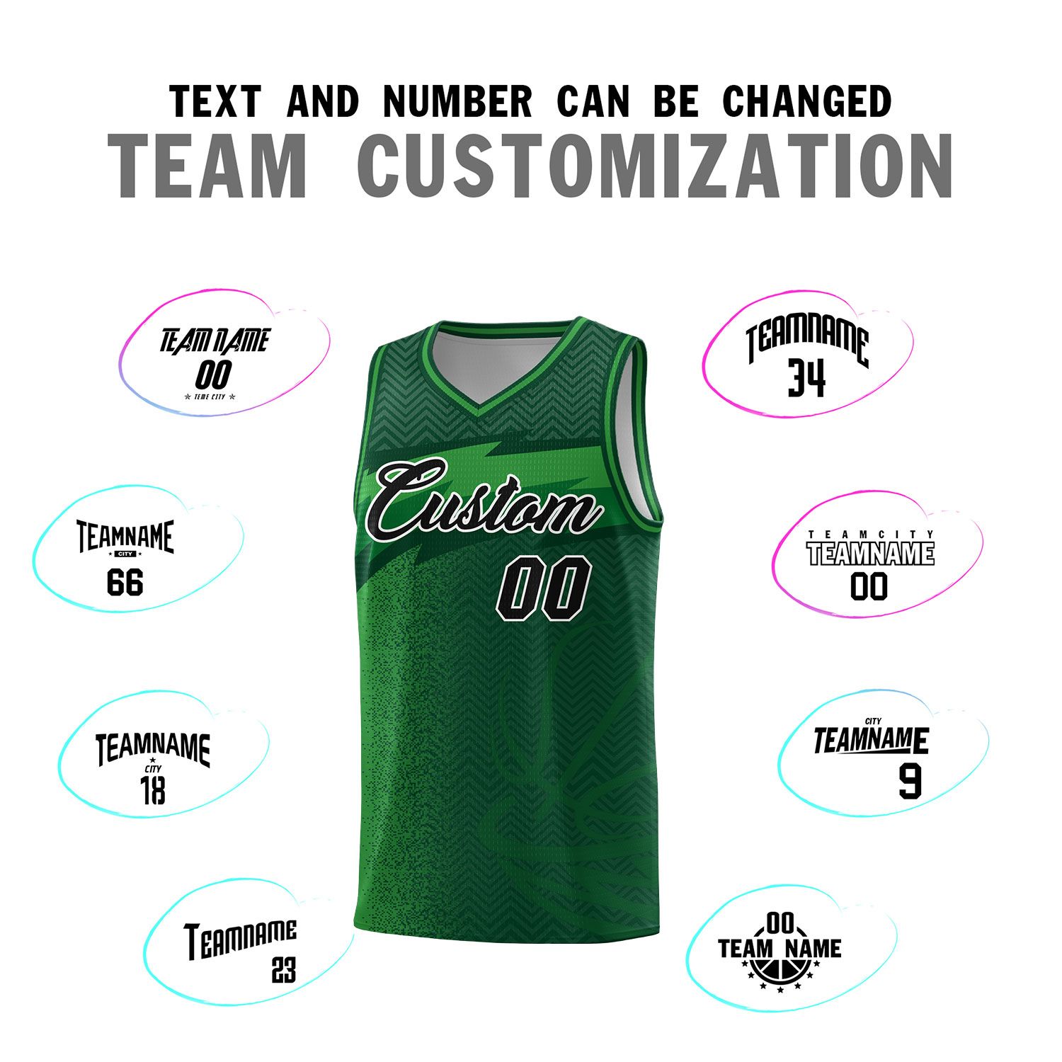 Custom Kelly Green Dot Scatter Graffiti Pattern Sports Uniform Basketball Jersey