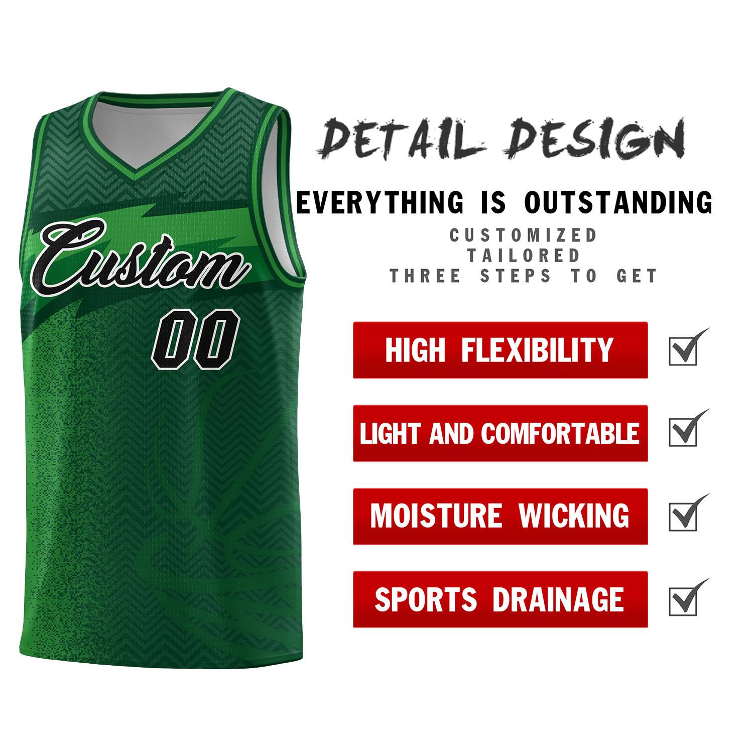 Custom Kelly Green Dot Scatter Graffiti Pattern Sports Uniform Basketball Jersey