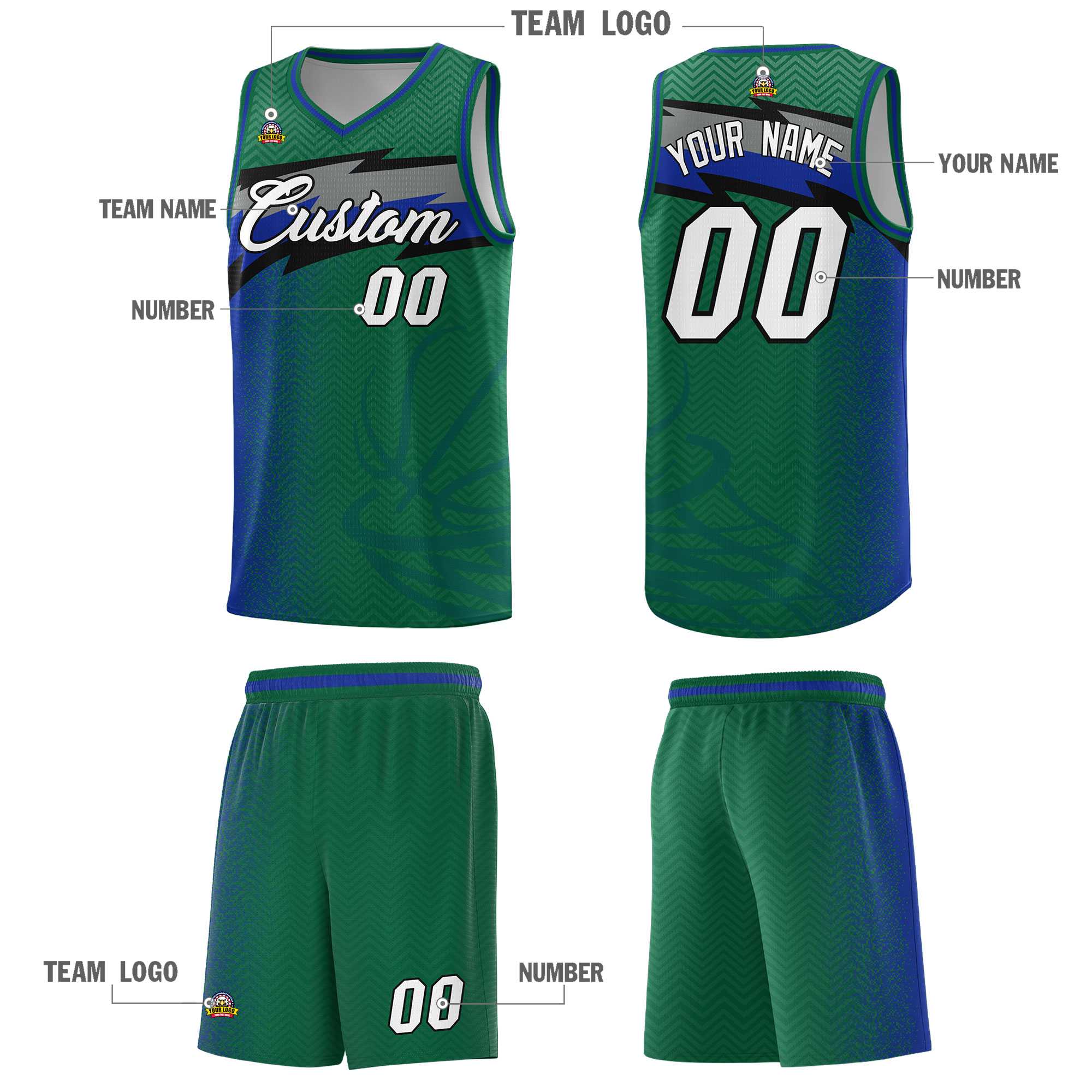 Custom Kelly Green Dot Scatter Graffiti Pattern Sports Uniform Basketball Jersey