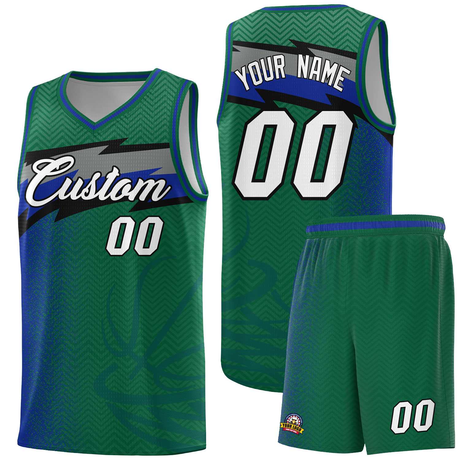 Custom Kelly Green Dot Scatter Graffiti Pattern Sports Uniform Basketball Jersey