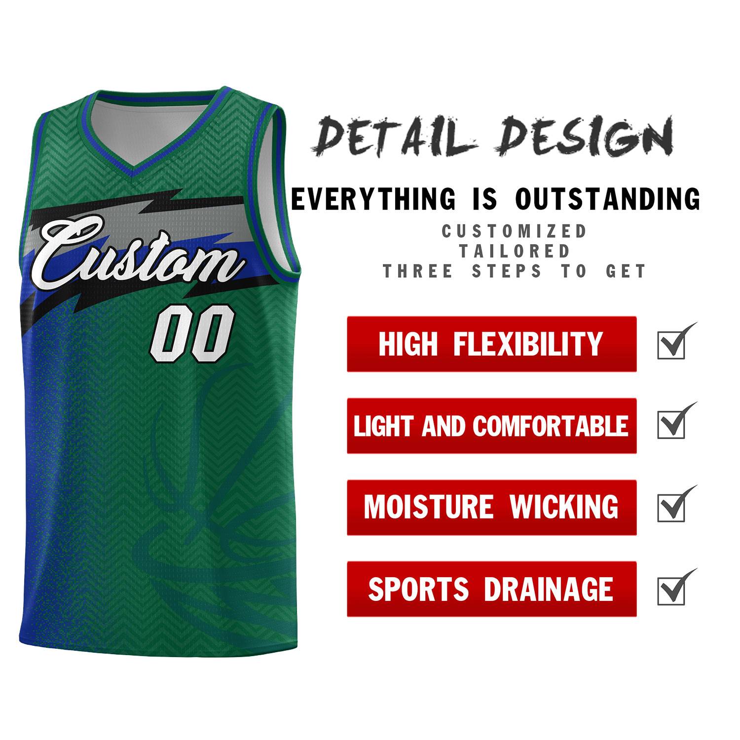 Custom Kelly Green Dot Scatter Graffiti Pattern Sports Uniform Basketball Jersey