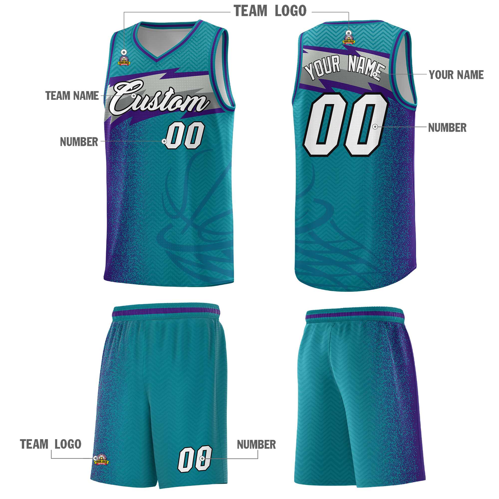 Custom Aqua Dot Scatter Graffiti Pattern Sports Uniform Basketball Jersey