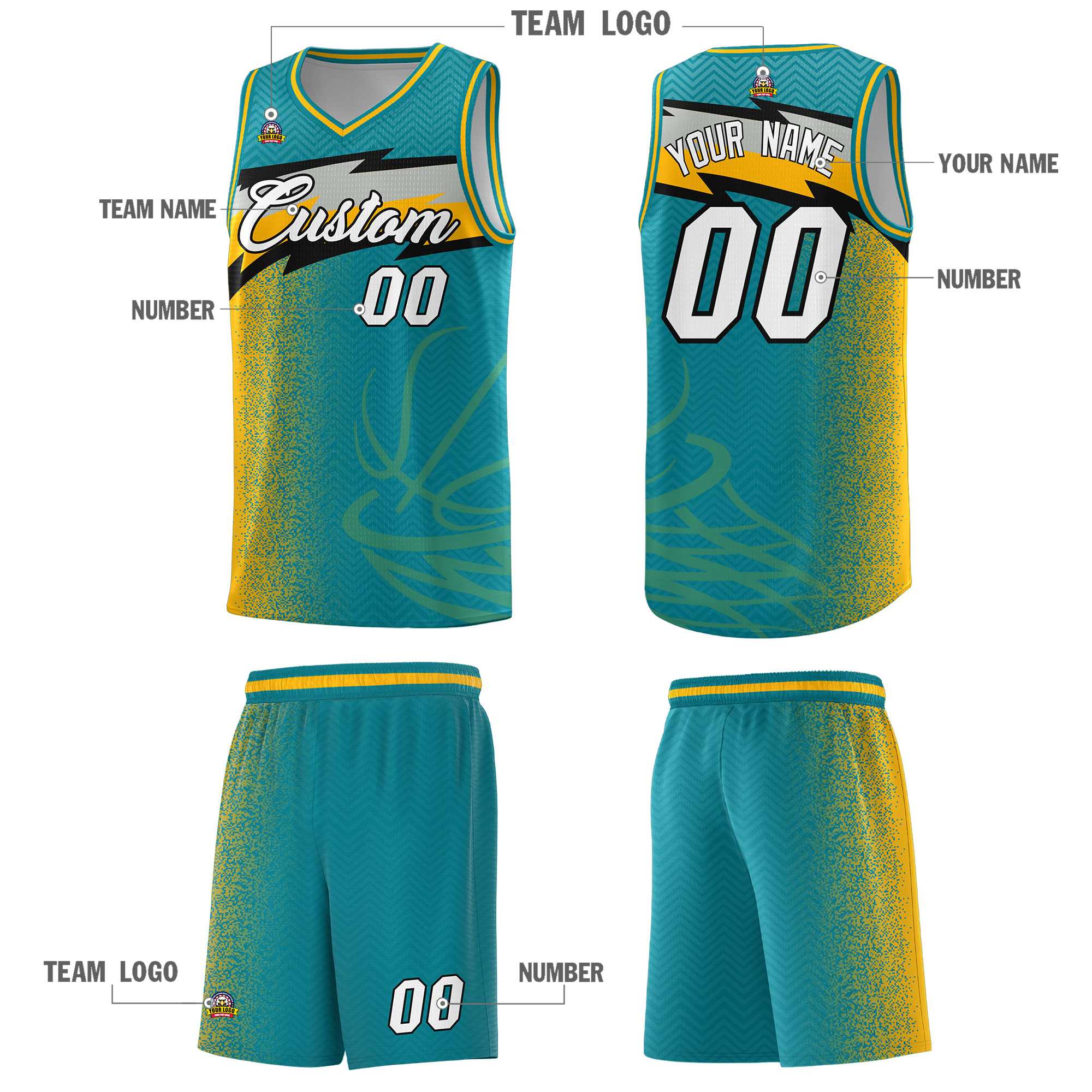 Custom Aqua Dot Scatter Graffiti Pattern Sports Uniform Basketball Jersey