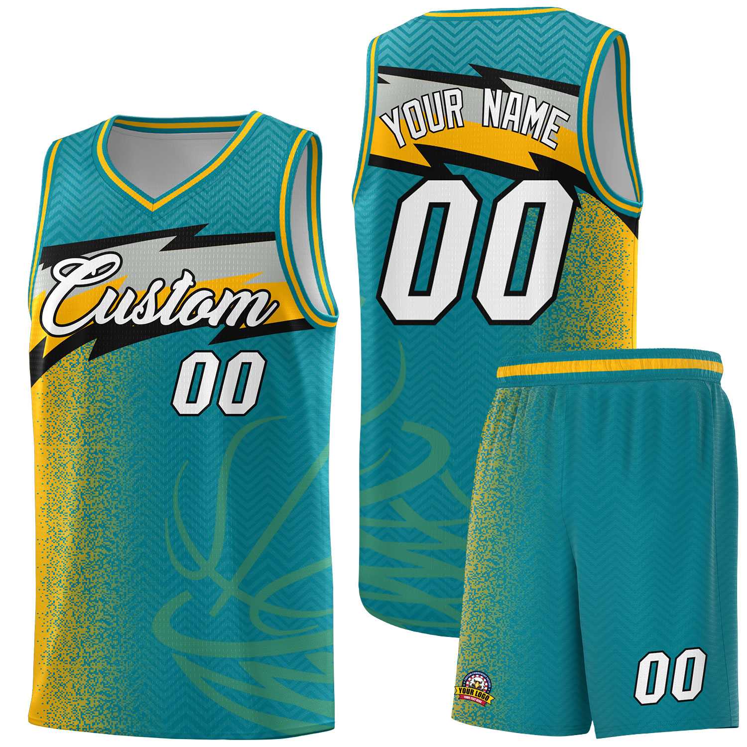 Custom Aqua Dot Scatter Graffiti Pattern Sports Uniform Basketball Jersey