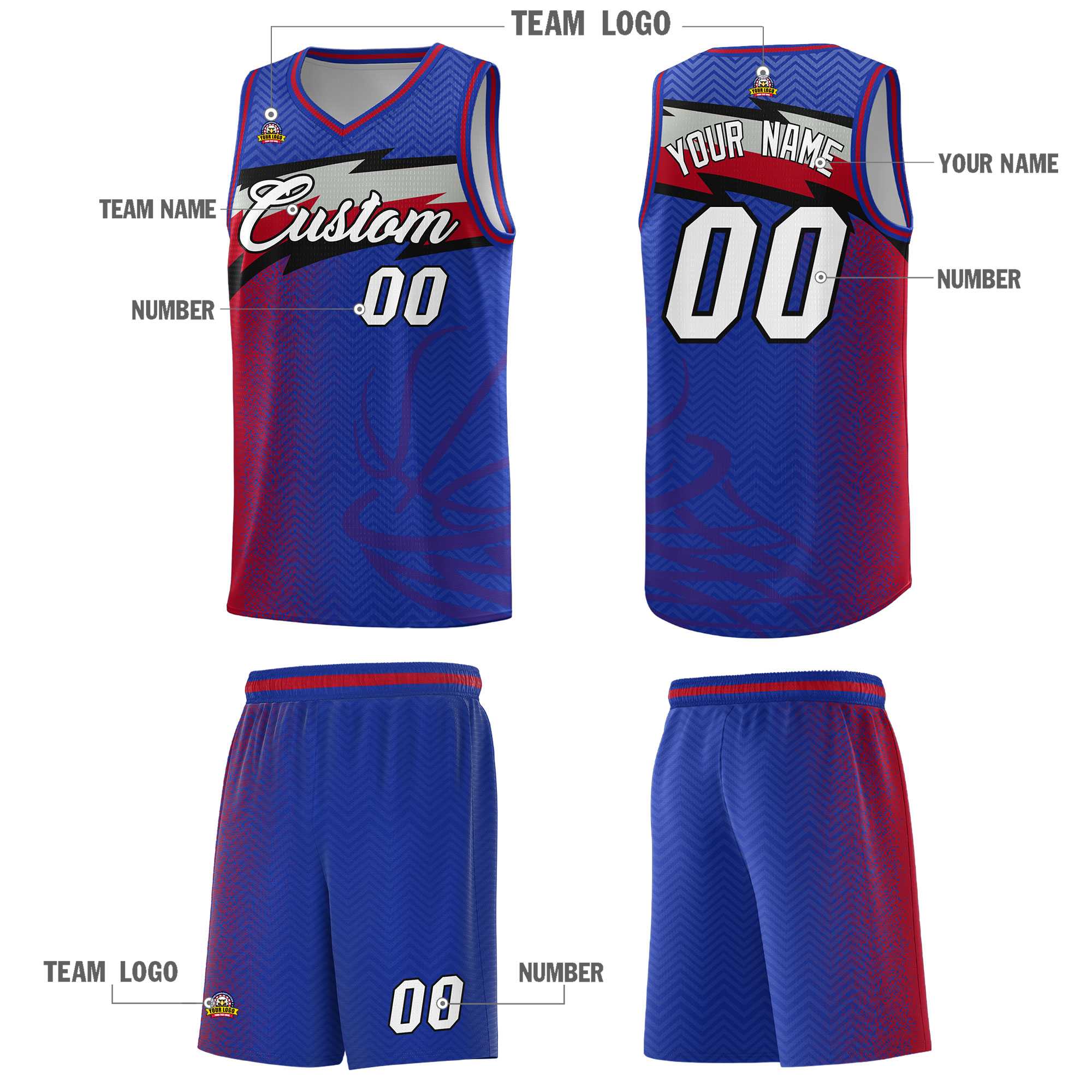 Custom Royal Dot Scatter Graffiti Pattern Sports Uniform Basketball Jersey