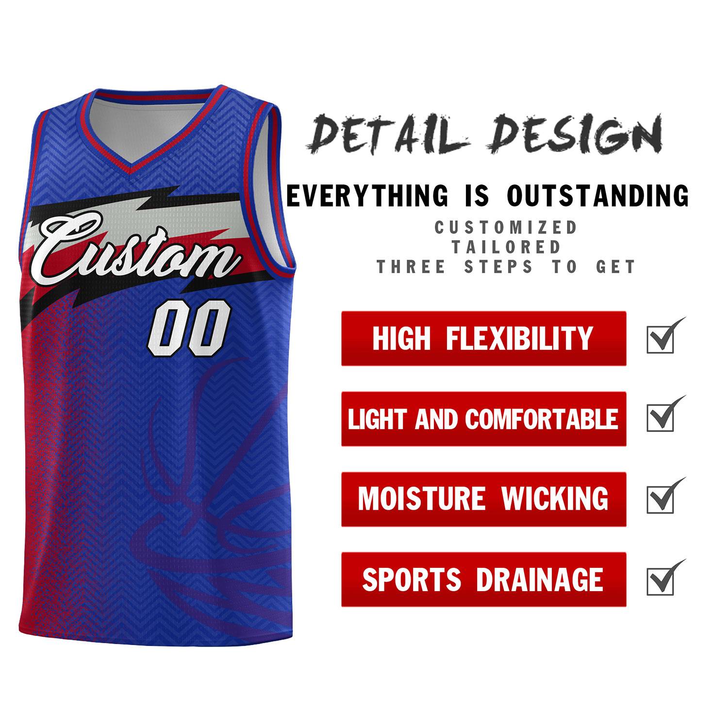 Custom Royal Dot Scatter Graffiti Pattern Sports Uniform Basketball Jersey