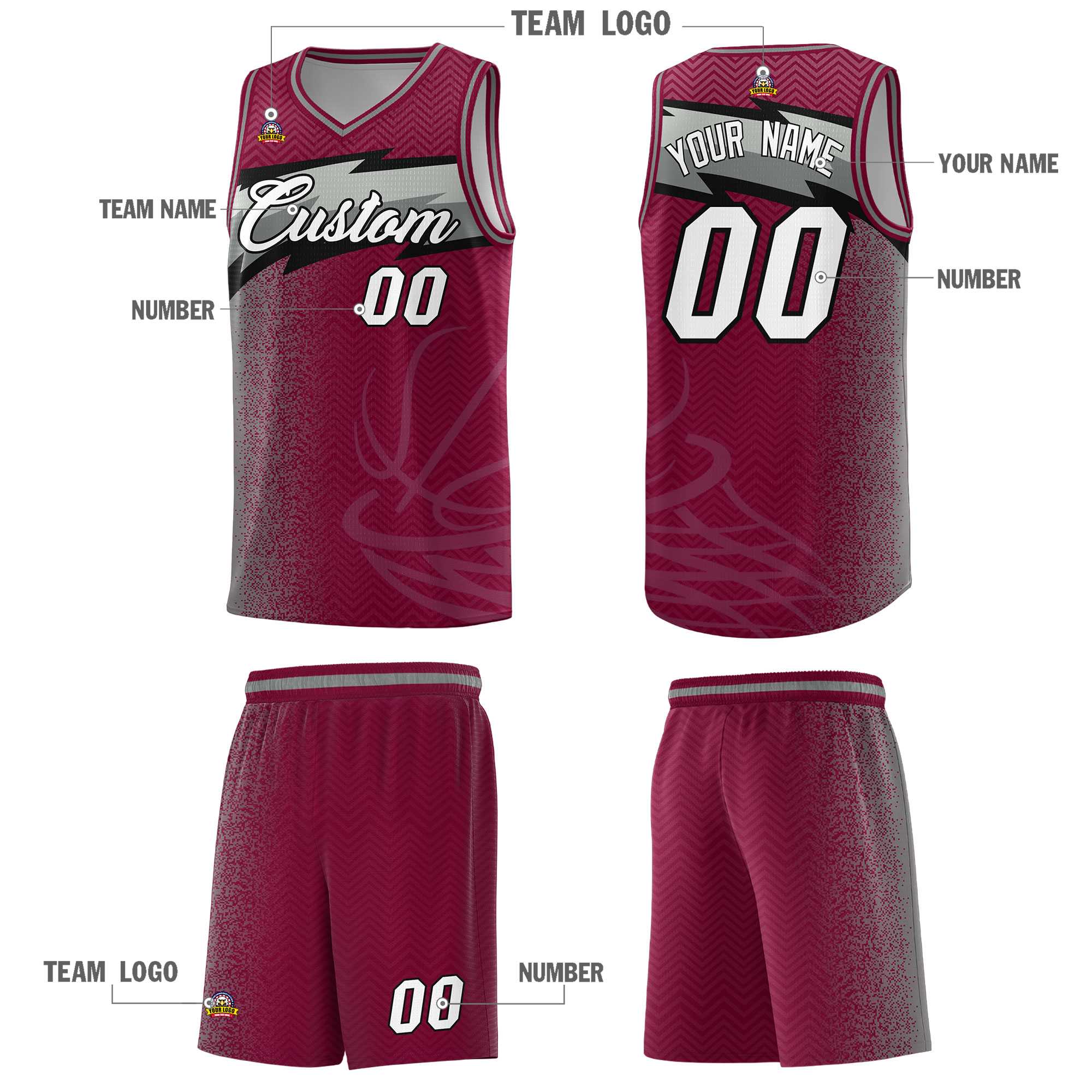 Custom Crimson Dot Scatter Graffiti Pattern Sports Uniform Basketball Jersey