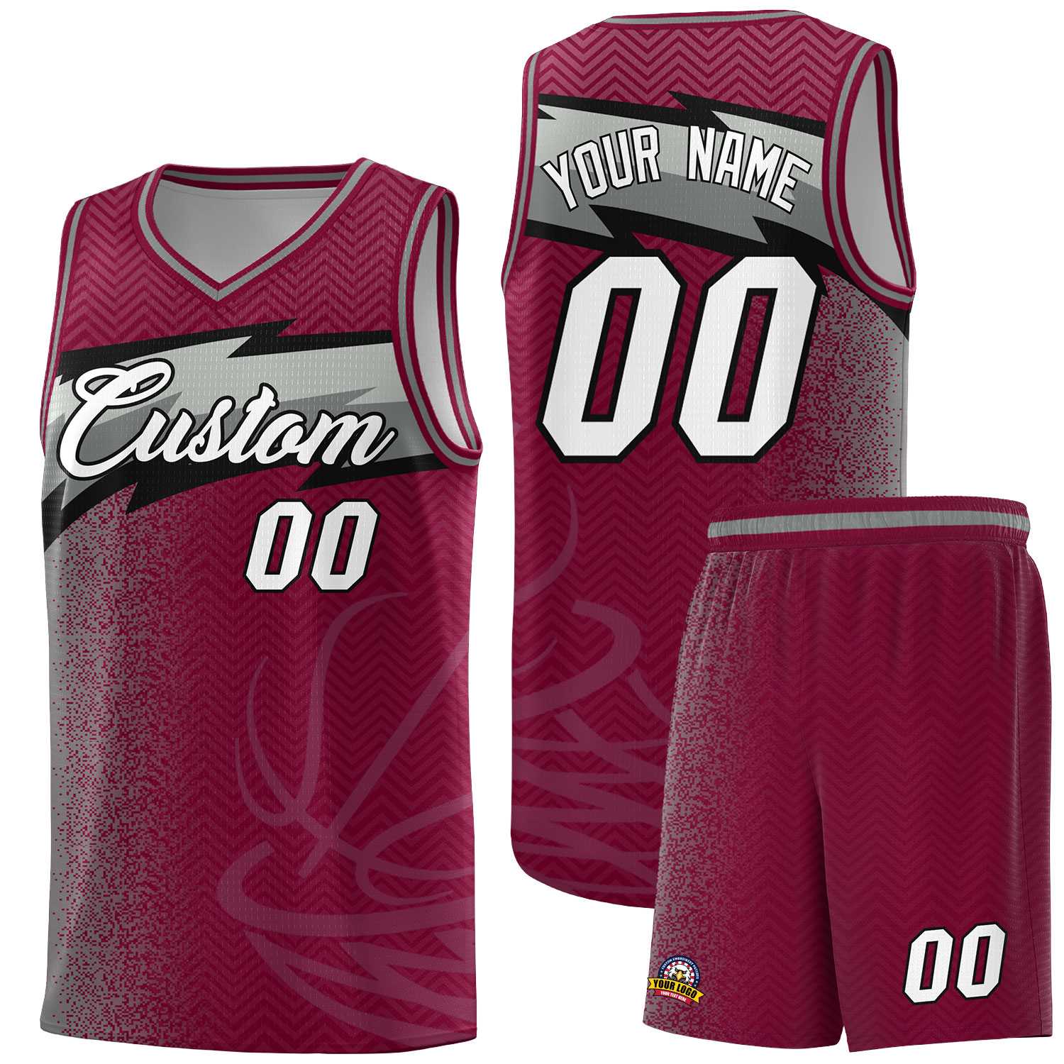 Custom Crimson Dot Scatter Graffiti Pattern Sports Uniform Basketball Jersey