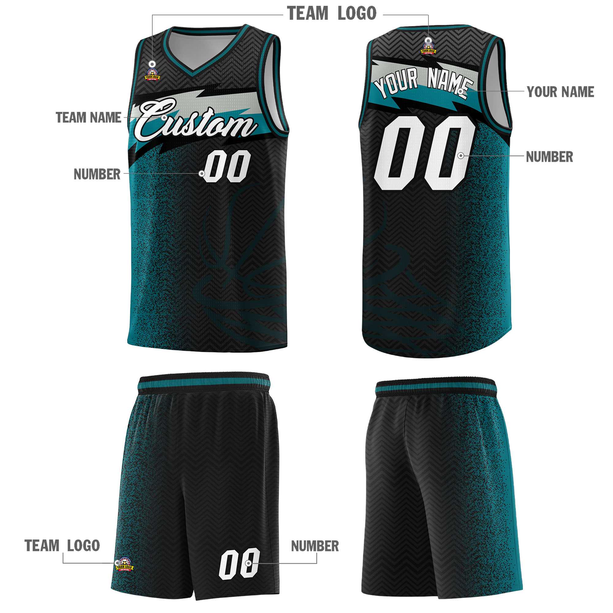 Custom Black Dot Scatter Graffiti Pattern Sports Uniform Basketball Jersey