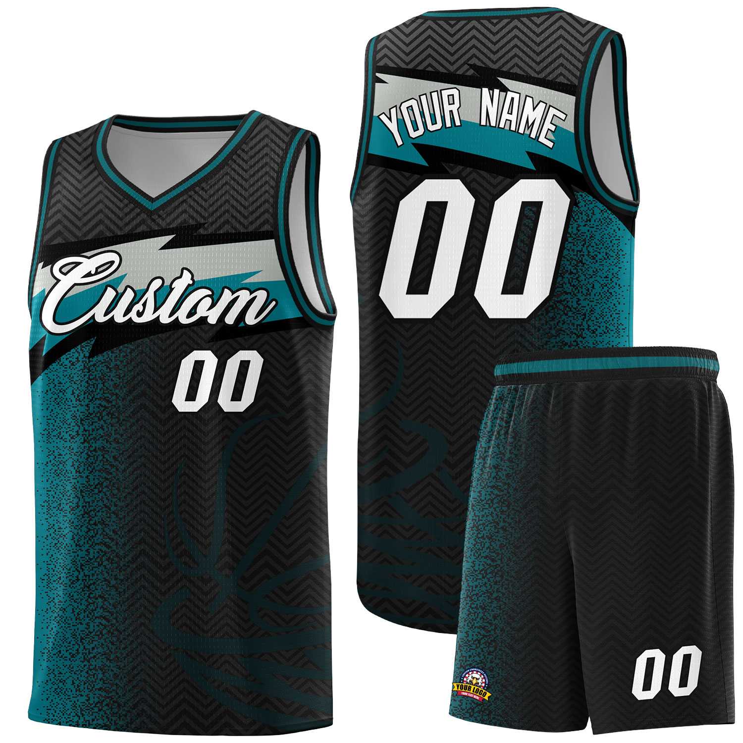 Custom Black Dot Scatter Graffiti Pattern Sports Uniform Basketball Jersey