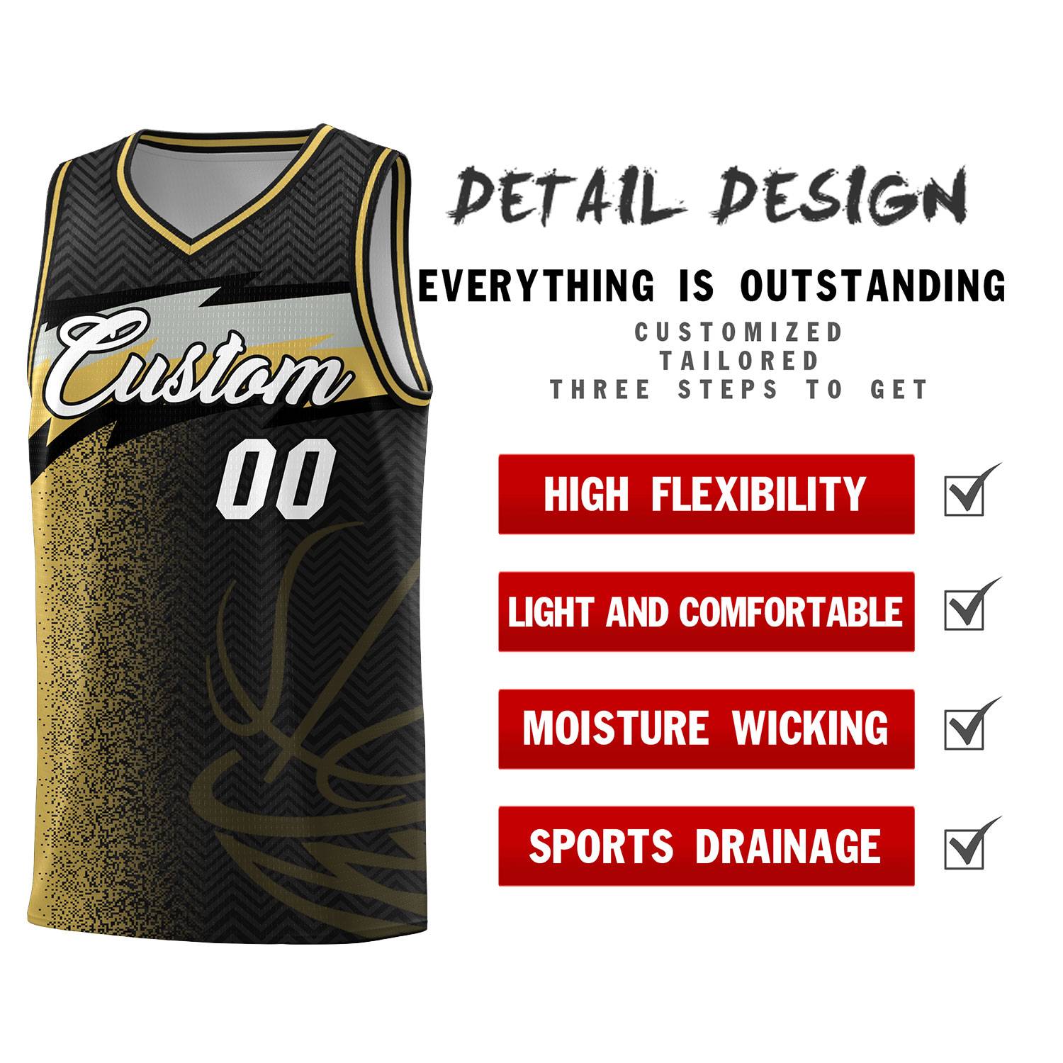 Custom Black Dot Scatter Graffiti Pattern Sports Uniform Basketball Jersey