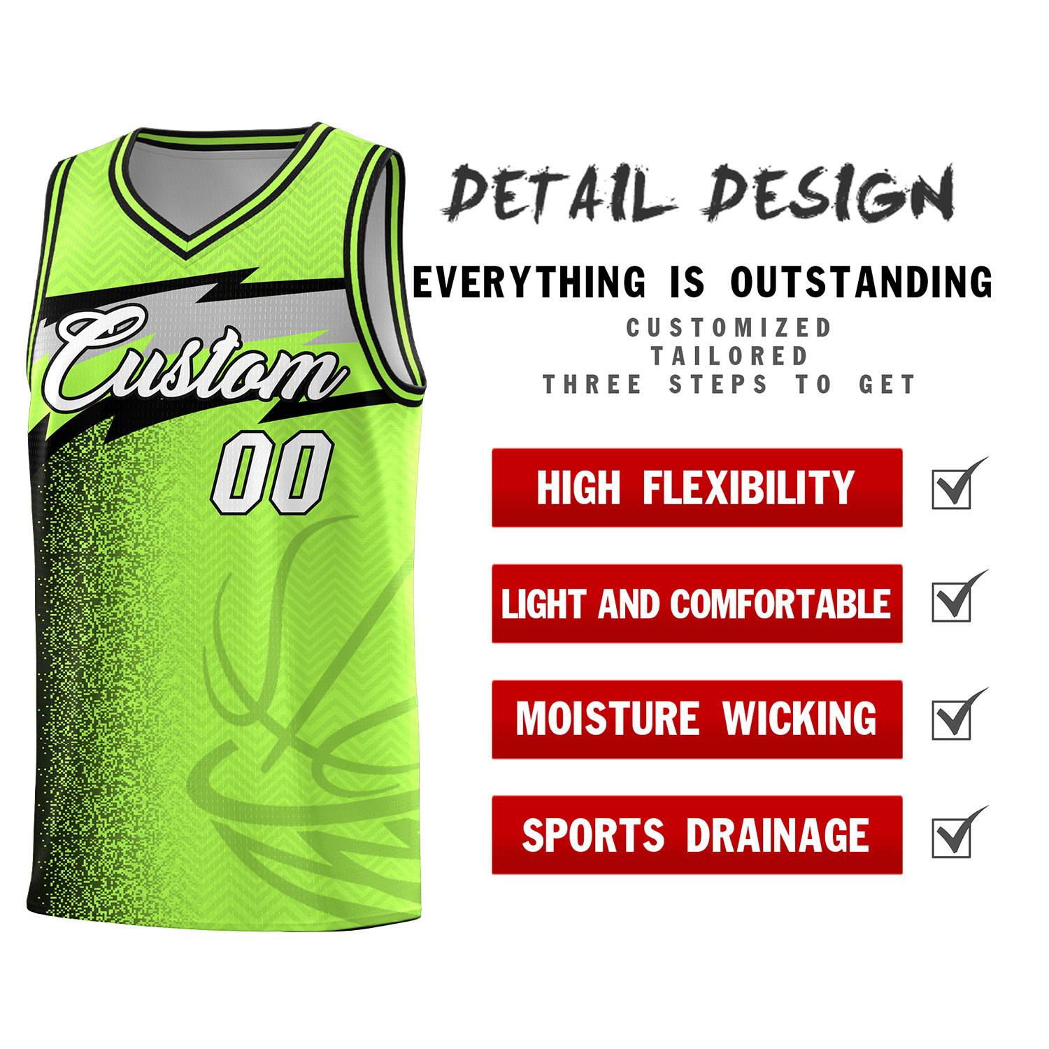 Custom Neon Green Dot Scatter Graffiti Pattern Sports Uniform Basketball Jersey