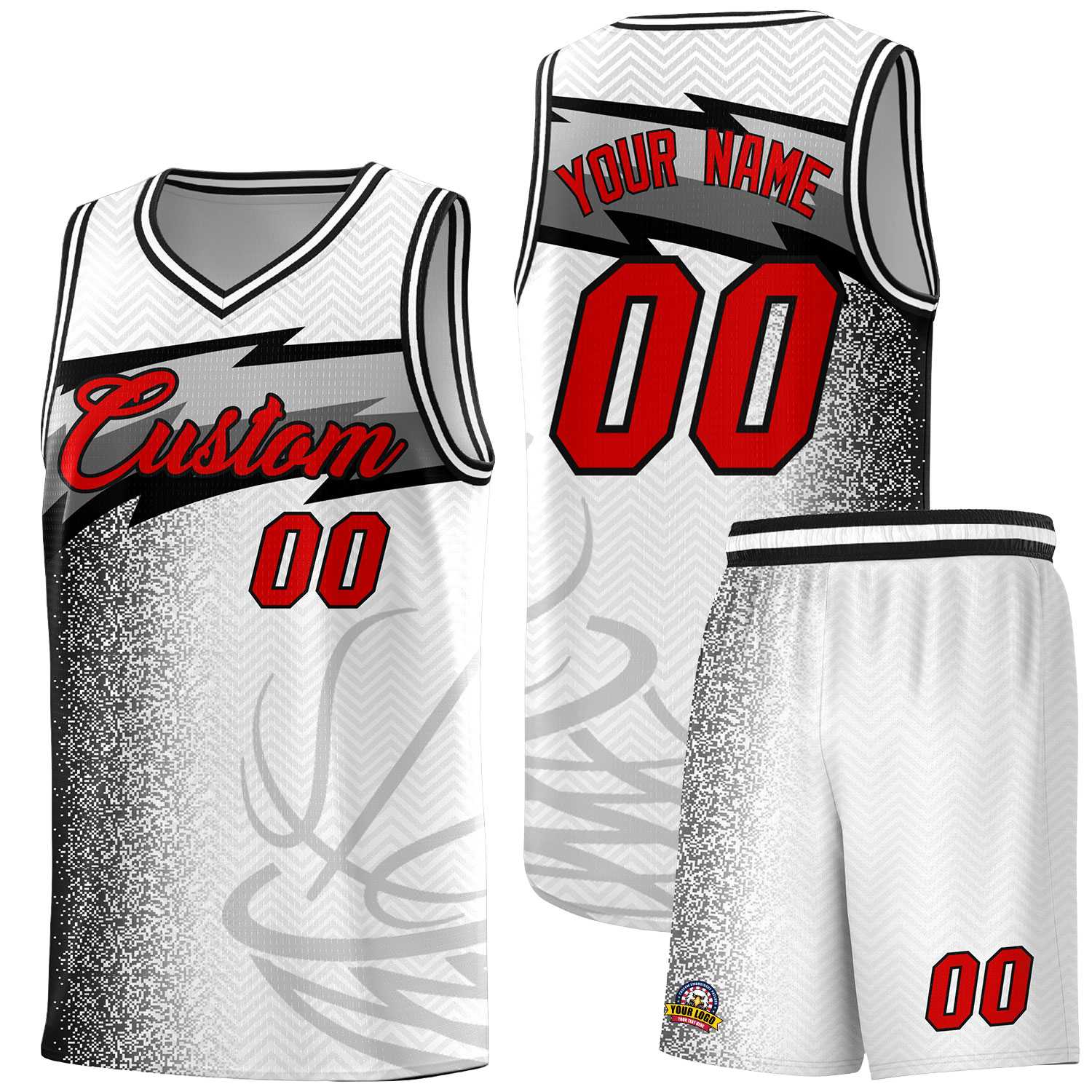 Custom White Dot Scatter Graffiti Pattern Sports Uniform Basketball Jersey