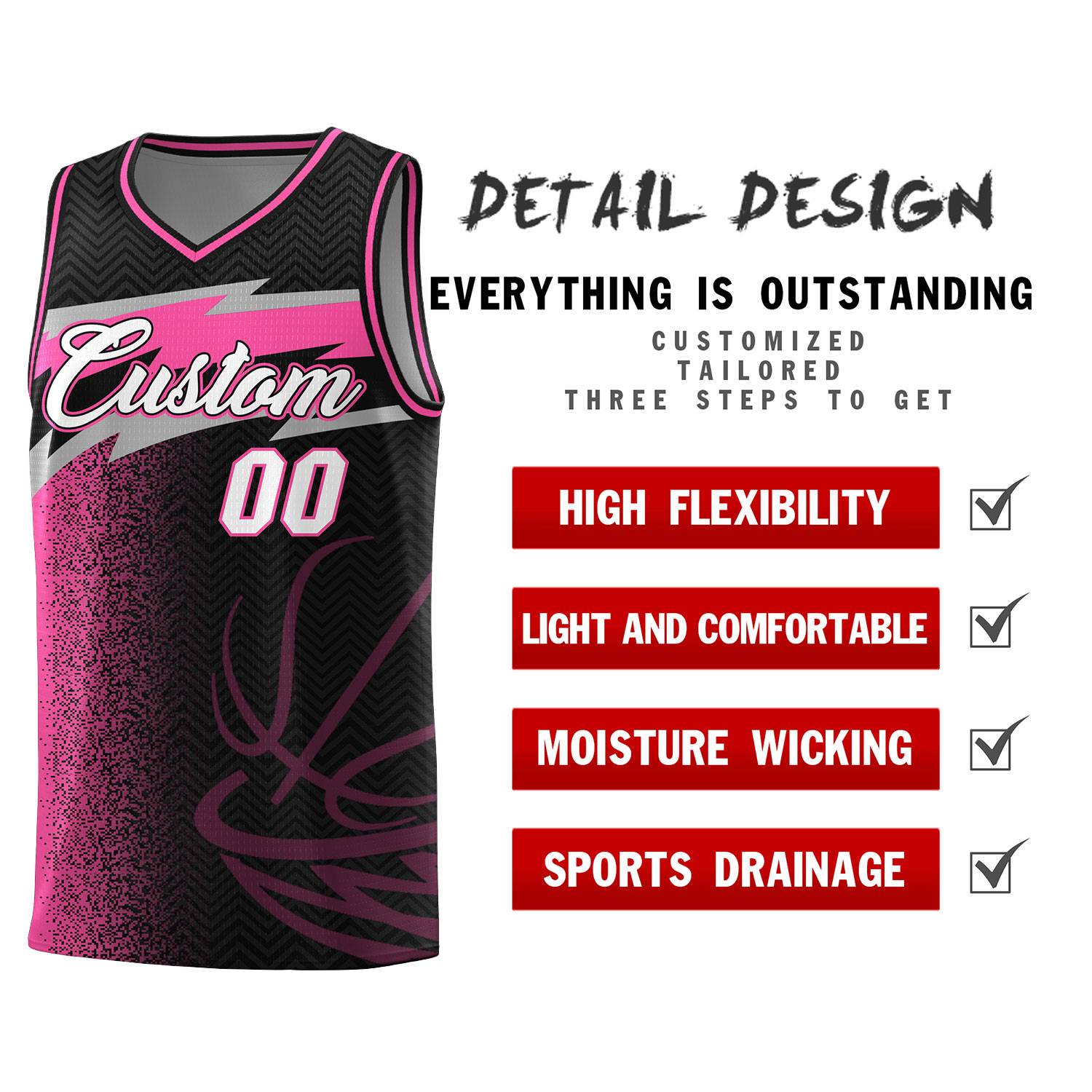 Custom Black Dot Scatter Graffiti Pattern Sports Uniform Basketball Jersey