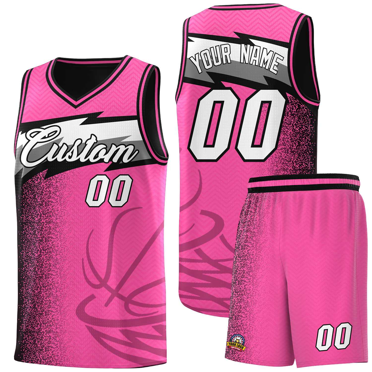 Custom Pink Dot Scatter Graffiti Pattern Sports Uniform Basketball Jersey