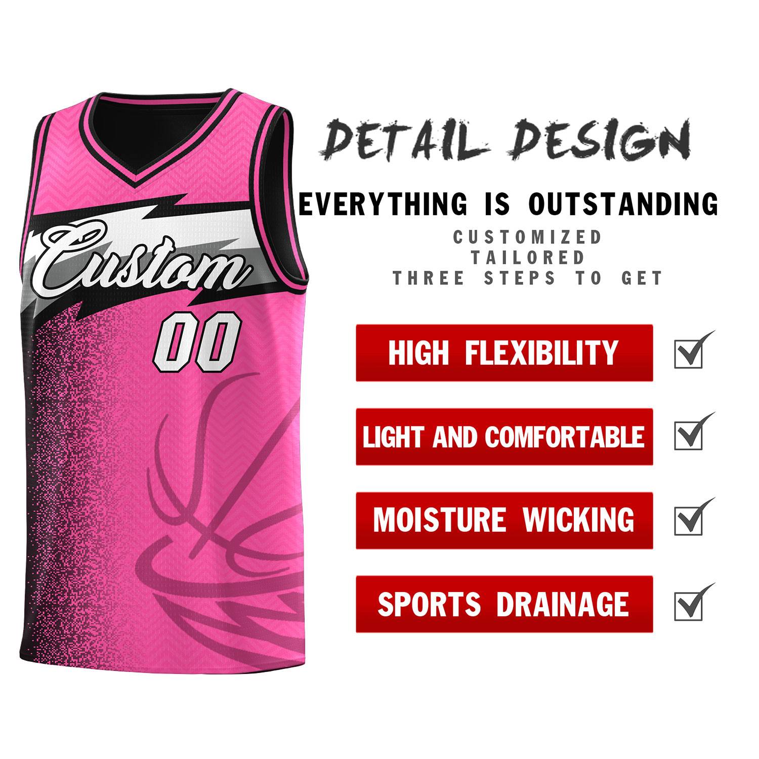 Custom Pink Dot Scatter Graffiti Pattern Sports Uniform Basketball Jersey