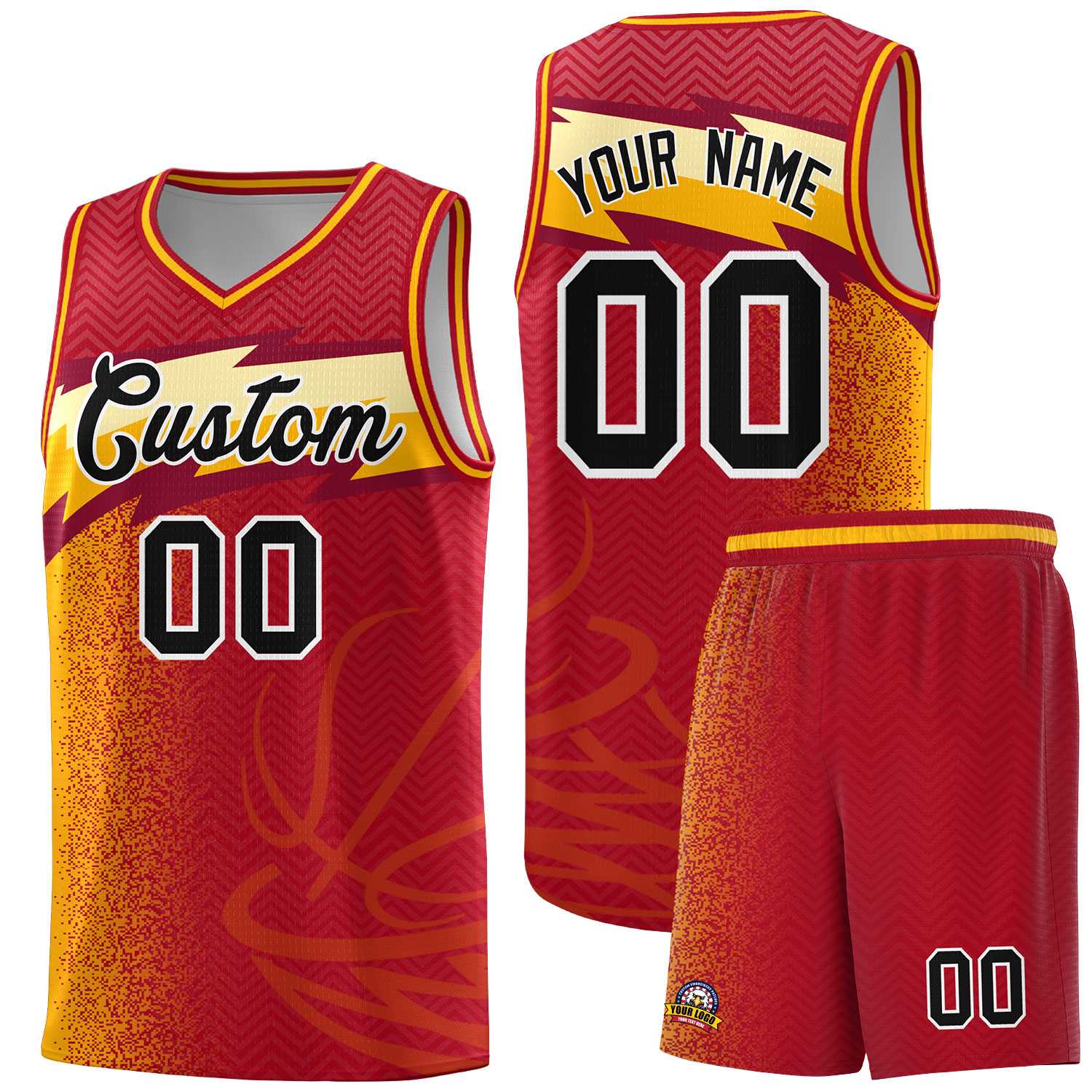 Custom Red Dot Scatter Graffiti Pattern Sports Uniform Basketball Jersey