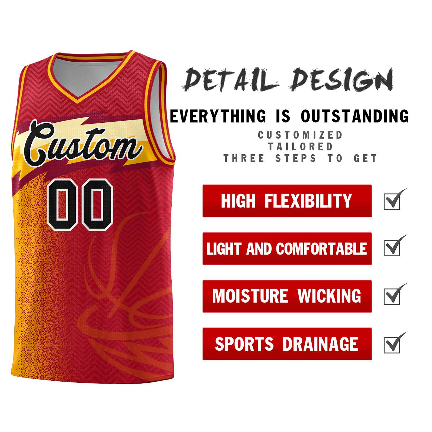 Custom Red Dot Scatter Graffiti Pattern Sports Uniform Basketball Jersey