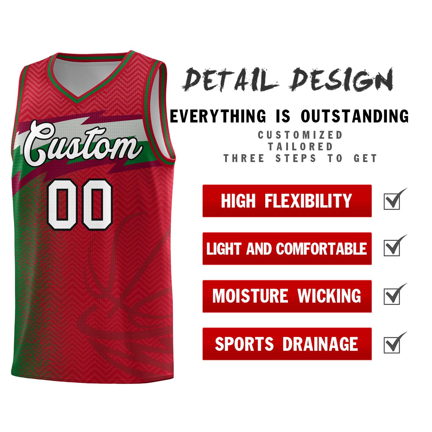 Custom Red Dot Scatter Graffiti Pattern Sports Uniform Basketball Jersey