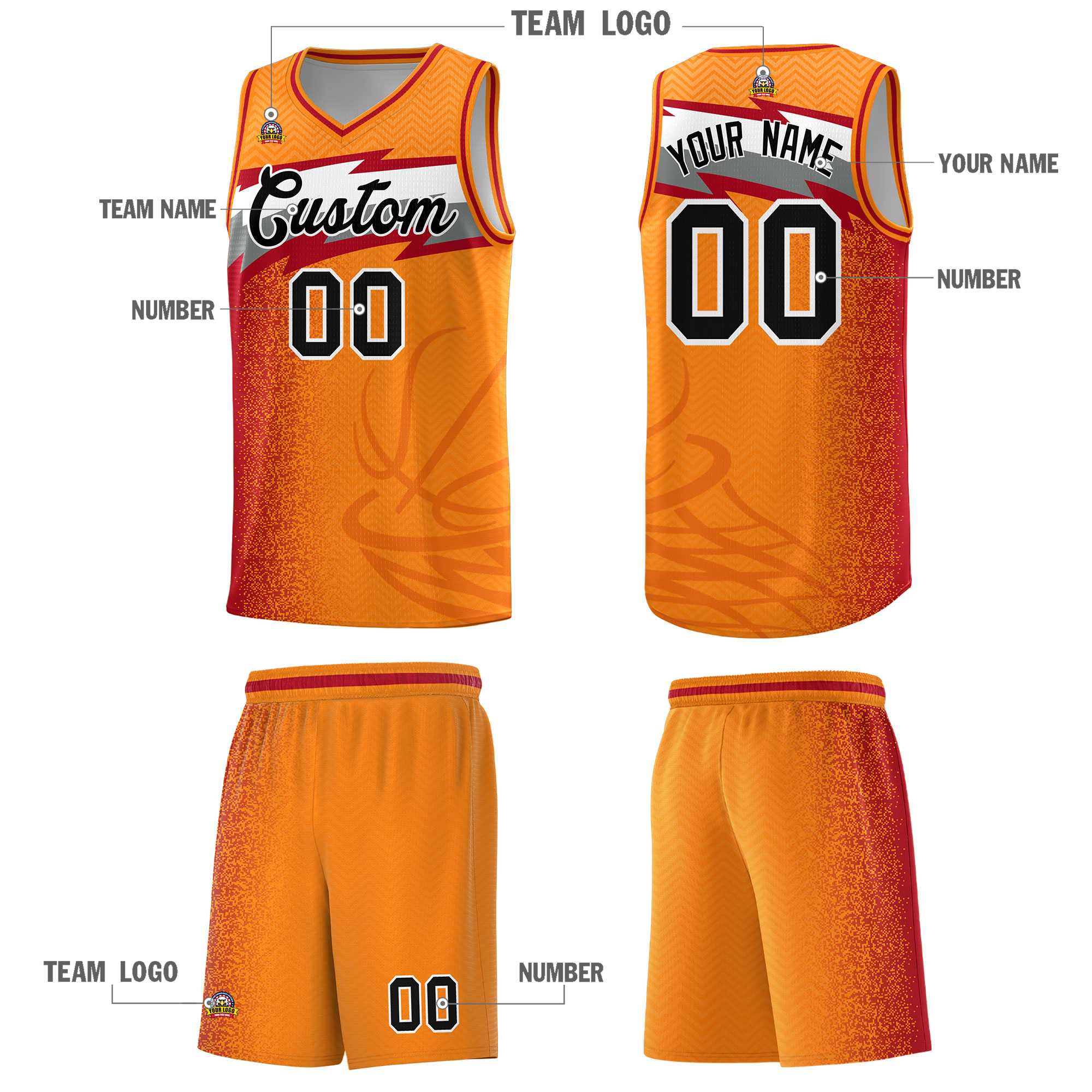 Custom Broncos Orange Dot Scatter Graffiti Pattern Sports Uniform Basketball Jersey