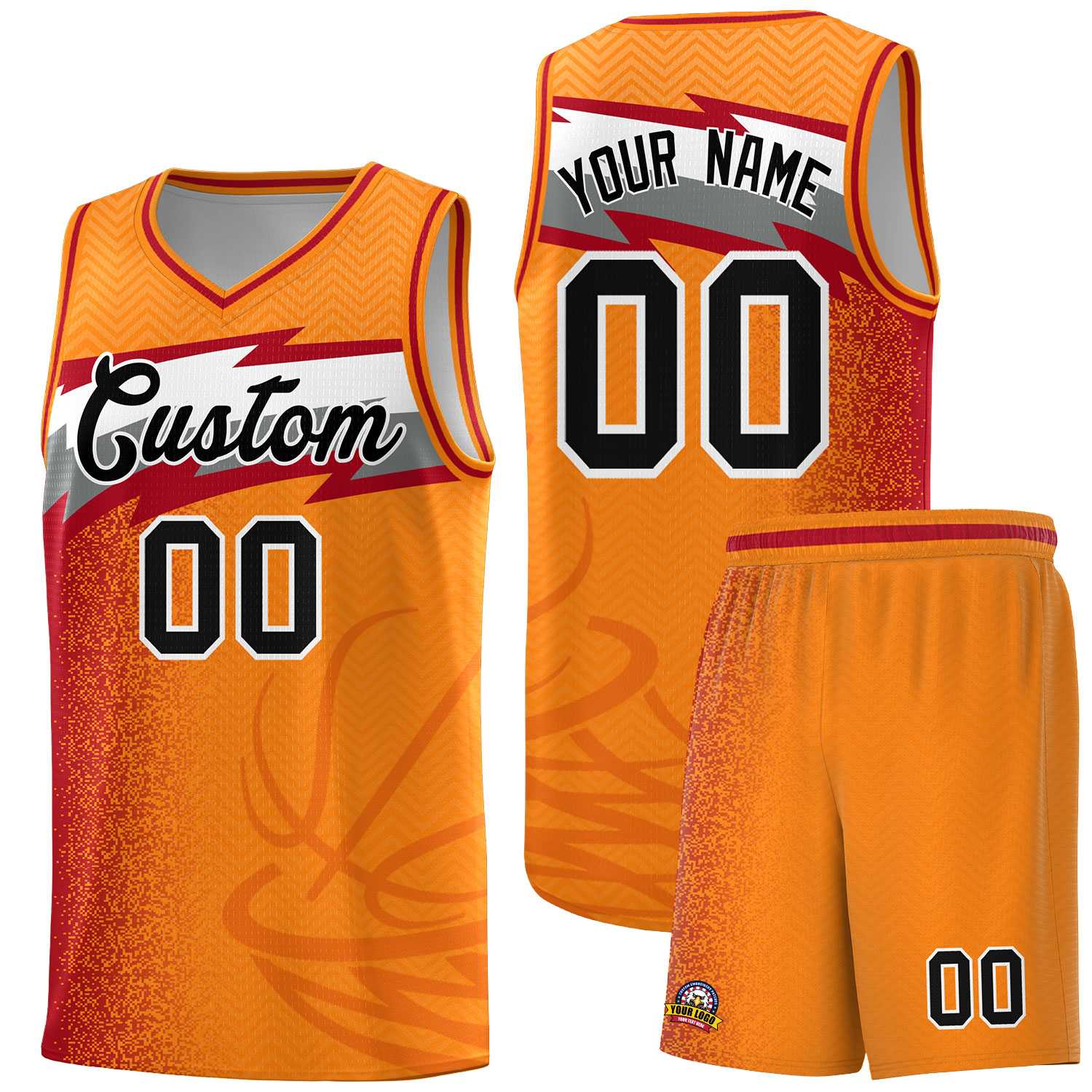 Custom Broncos Orange Dot Scatter Graffiti Pattern Sports Uniform Basketball Jersey