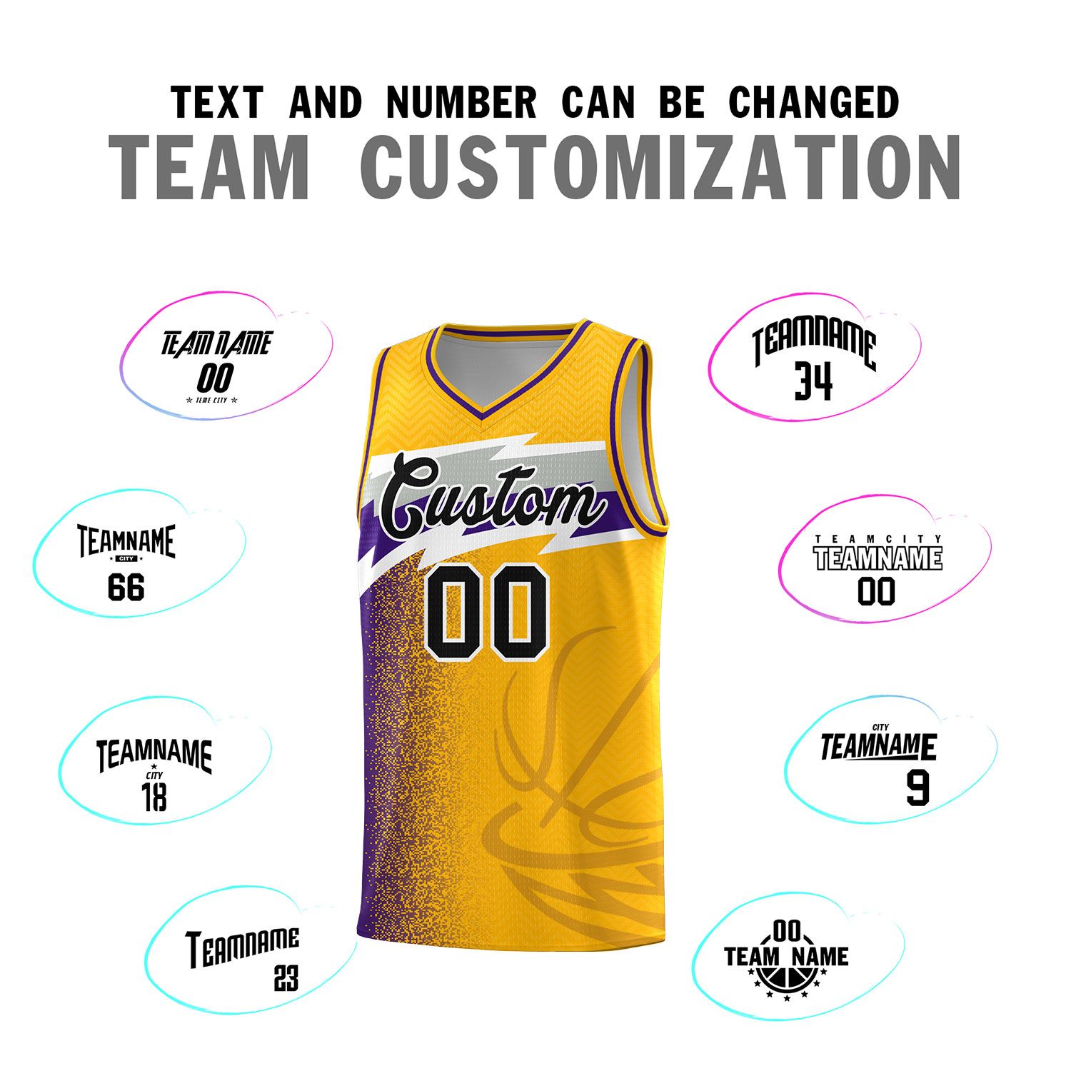 Custom Gold Dot Scatter Graffiti Pattern Sports Uniform Basketball Jersey