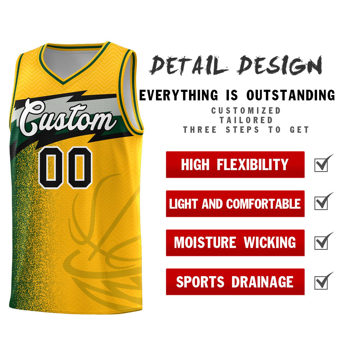 Custom Gold Dot Scatter Graffiti Pattern Sports Uniform Basketball Jersey