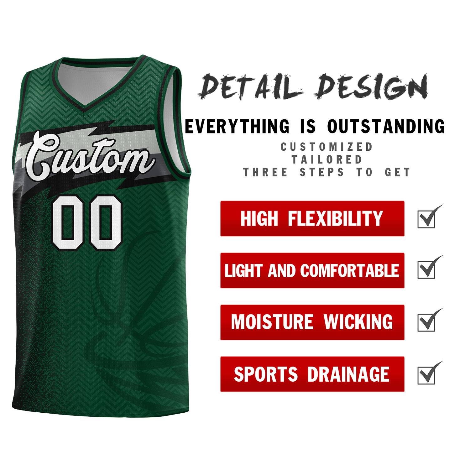 Custom Kelly Green Dot Scatter Graffiti Pattern Sports Uniform Basketball Jersey