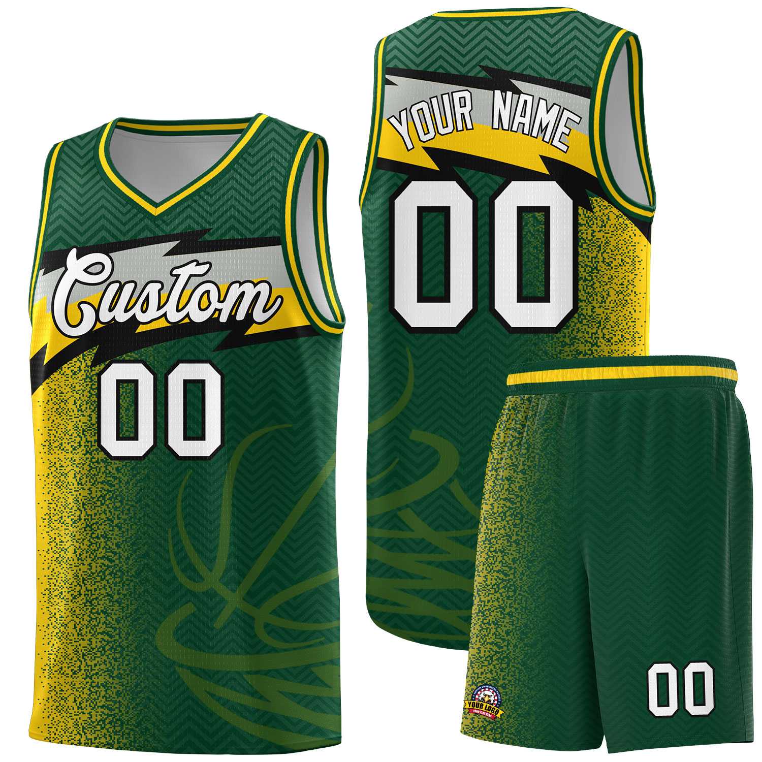 Custom Kelly Green Dot Scatter Graffiti Pattern Sports Uniform Basketball Jersey