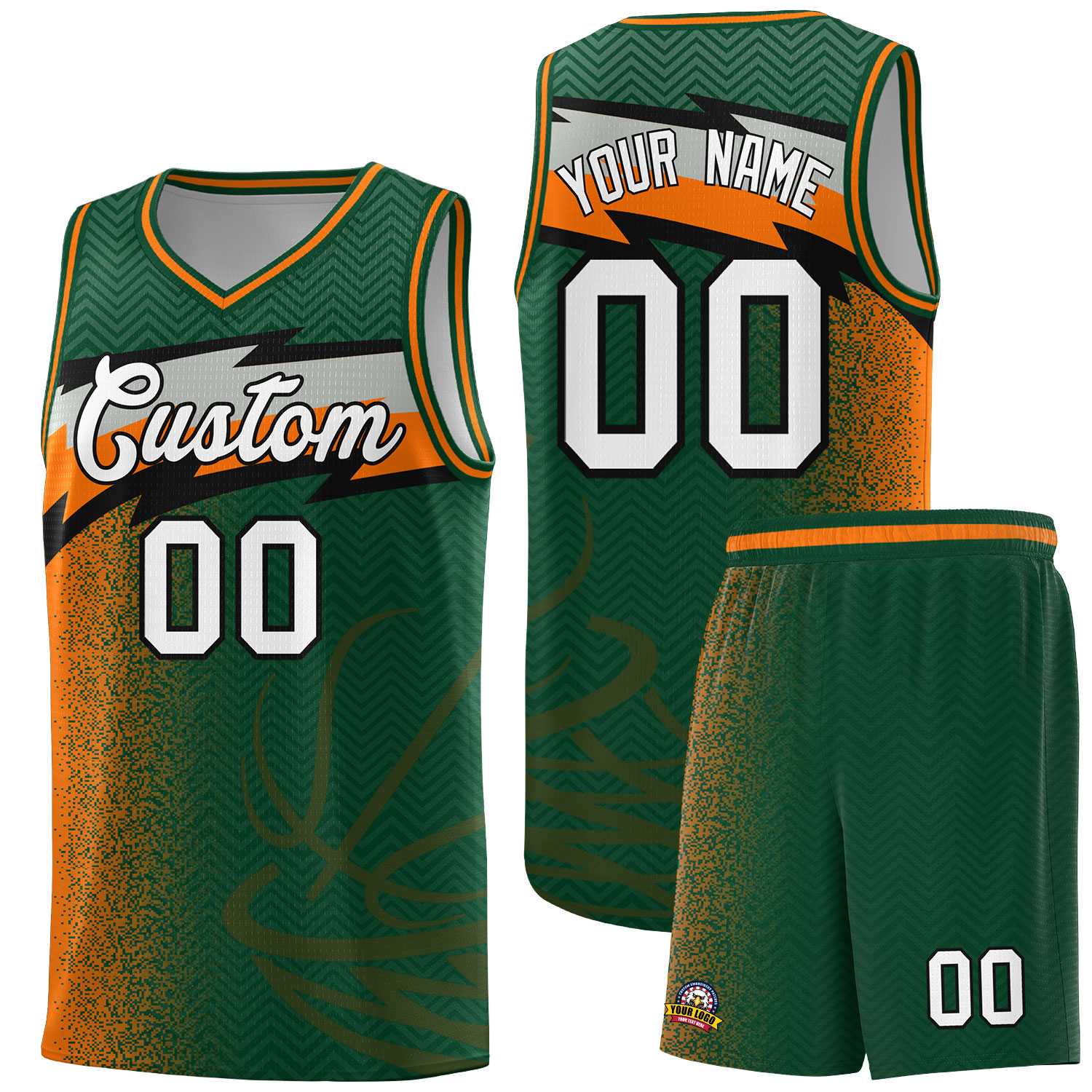 Custom Kelly Green Dot Scatter Graffiti Pattern Sports Uniform Basketball Jersey